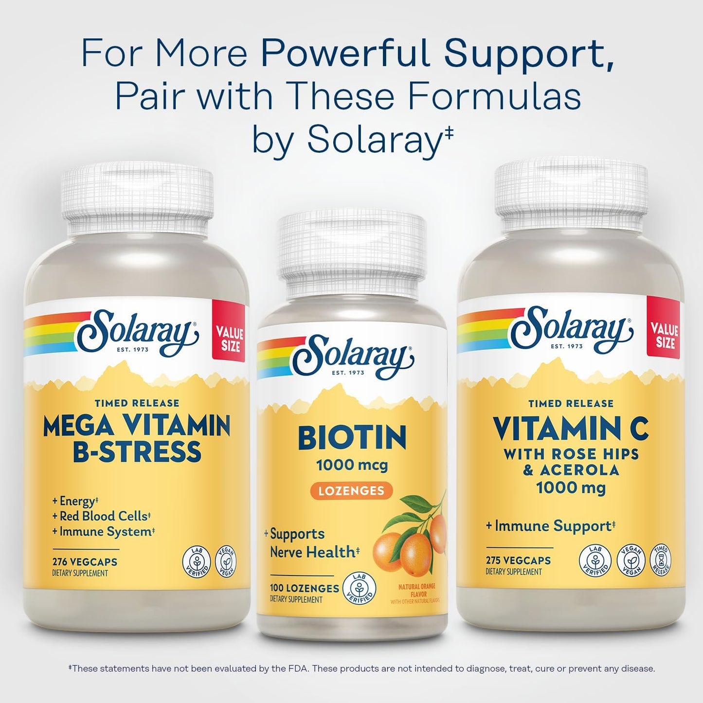 Solaray High Potency Biotin Lozenges with Natural Orange Juice Flavor - 1000 mcg for Hair, Skin, and Nails Support - 100 Count