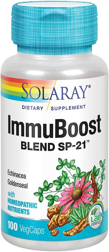 Solaray ImmuBoost Blend SP-21 | Immune System Support with Herbal Blend & Cell Salt Nutrients | Non-GMO, Vegan | 100 VegCaps