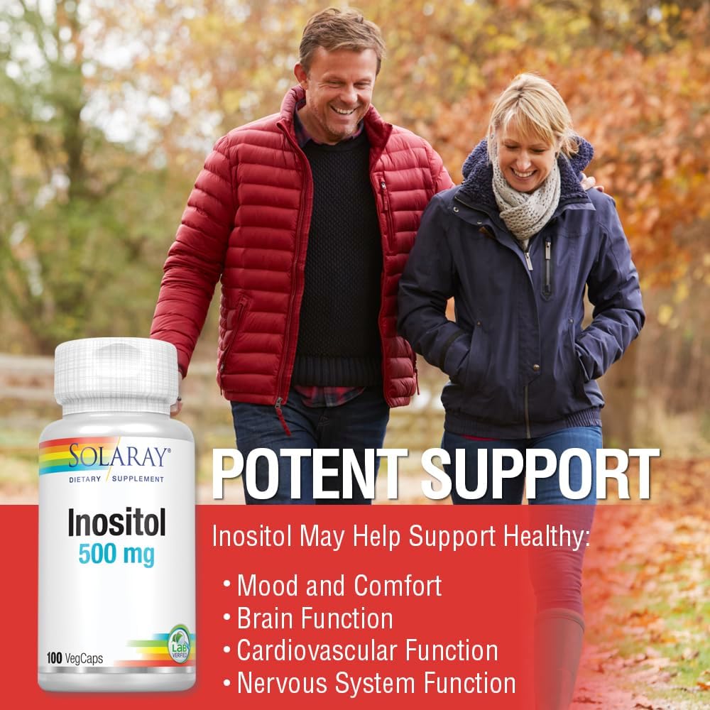 Solaray Inositol Capsules - 500 mg, 100 Count - Natural Mood and Hormone Support Supplement