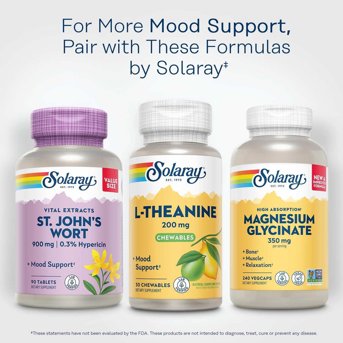 Solaray L-Theanine 200mg Chewables with Vitamin B6 for Mood Support and Stress Relief - Natural Lemon Lime Flavor - 30 Servings, Lab Verified - 60-Day Guarantee