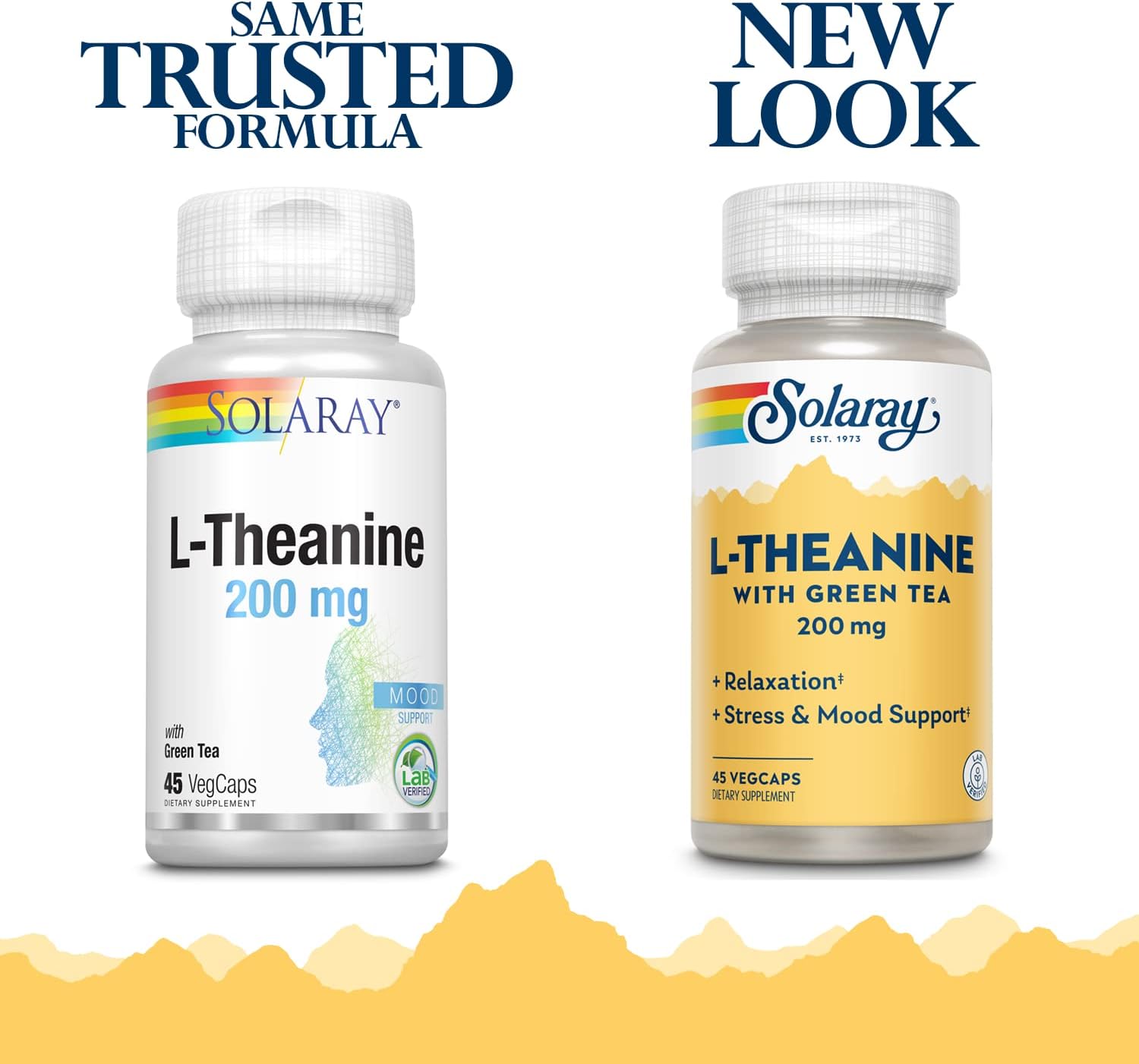 Solaray L-Theanine Supplement - 45 Vegetarian Capsules with 200 mg L-Theanine and 100 mg Green Tea Leaf Extract