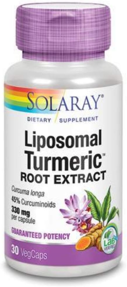 Solaray Liposomal Turmeric Root Extract Capsules - Non GMO, 330mg | 30 Count Bottle