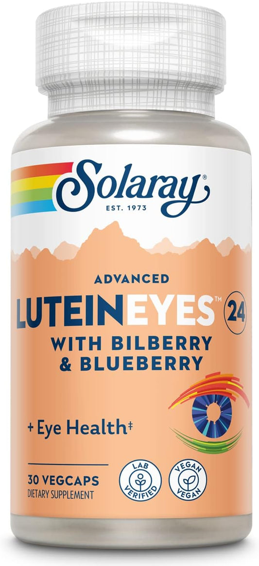 SOLARAY Lutein and Bilberry Eye Health Supplement with Zeaxanthin, Vegan, 30 VegCaps