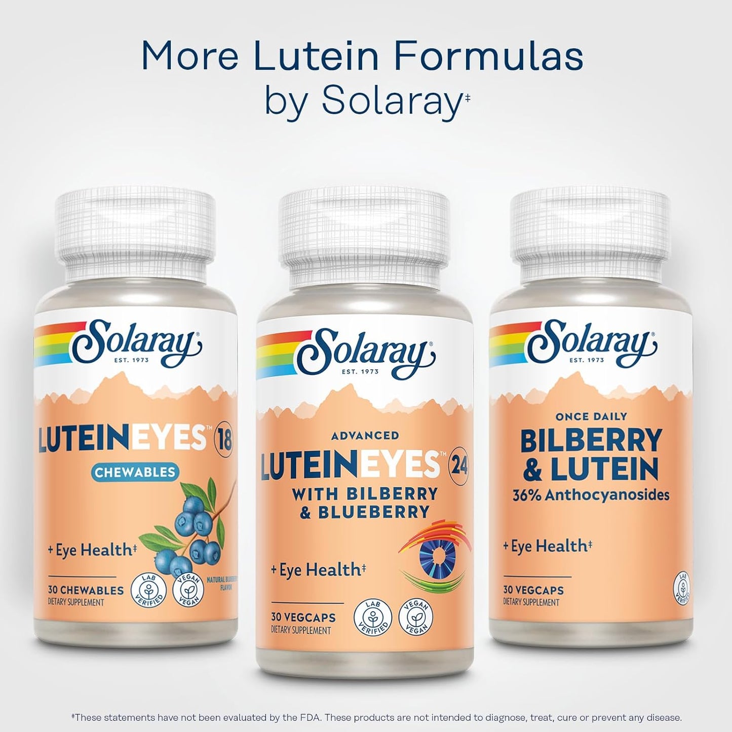 SOLARAY Lutein and Bilberry Eye Health Supplement with Zeaxanthin, Vegan, 30 VegCaps