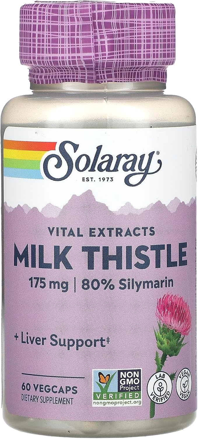 Solaray Milk Thistle Extract Capsules, 175mg, 60 Capsules - Liver Support Supplement
