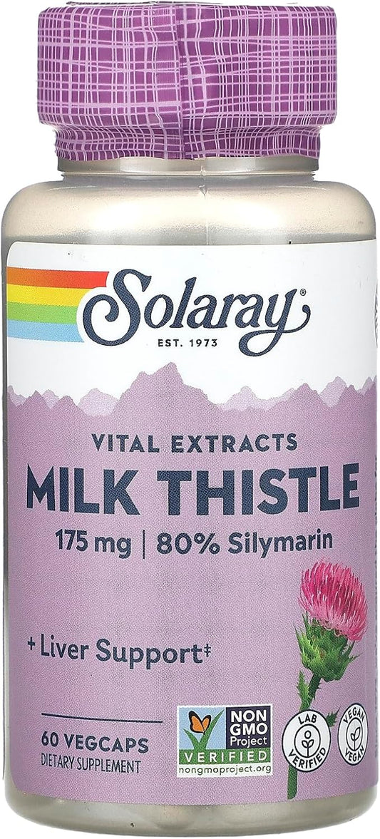 Solaray Milk Thistle Extract Capsules, 175mg, 60 Capsules - Liver Support Supplement
