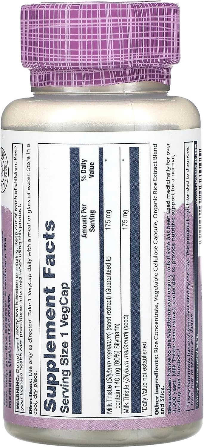 Solaray Milk Thistle Extract Capsules, 175mg, 60 Capsules - Liver Support Supplement