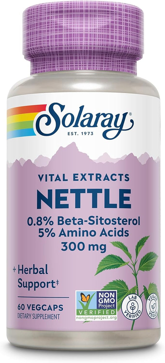 Solaray Nettle Root Extract 300mg with Amino Acids, Beta-Sitosterol - Urinary & Prostate Support for Men - Vegan - 60 Servings