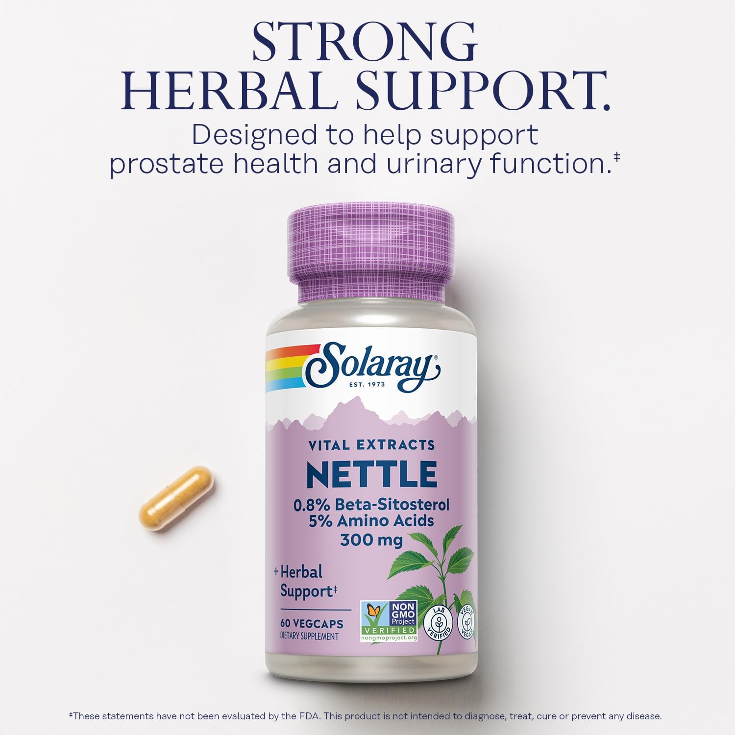 Solaray Nettle Root Extract 300mg with Amino Acids, Beta-Sitosterol - Urinary & Prostate Support for Men - Vegan - 60 Servings