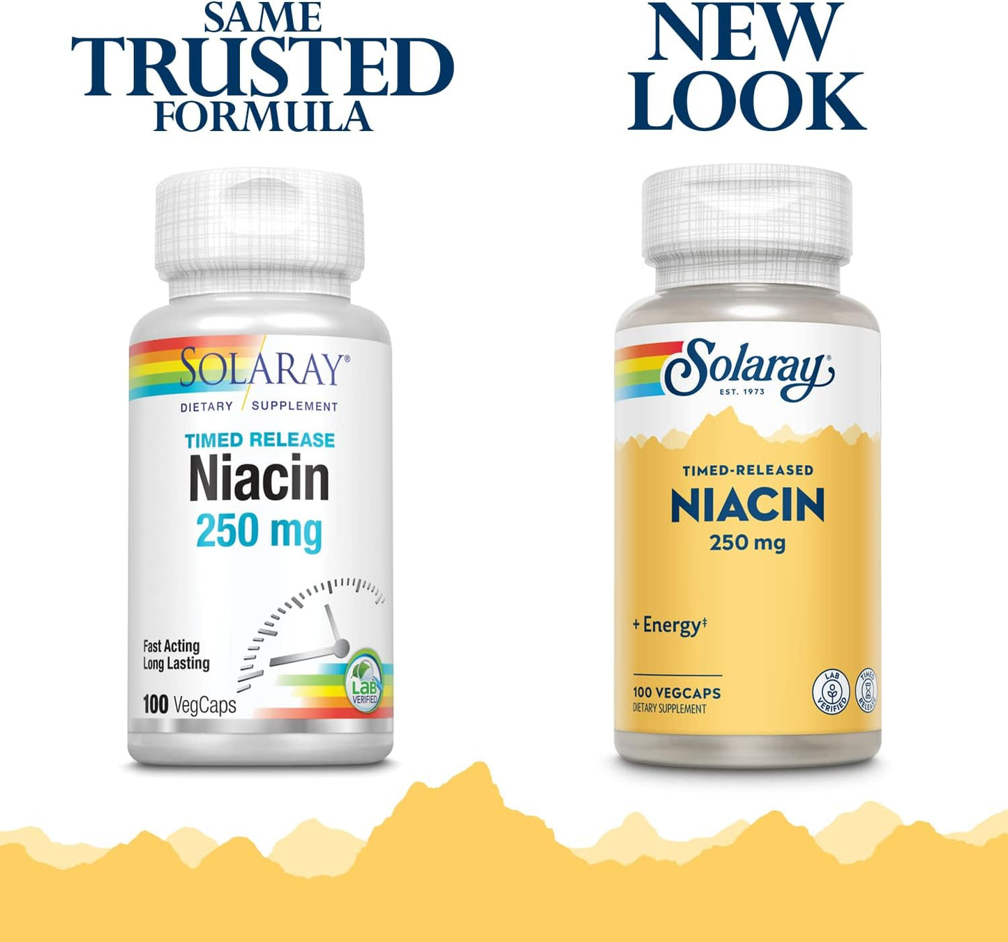 Solaray Niacin Timed-Release 250mg Capsules - Vitamin B3 Supplement for Skin, Heart, and Nervous System Support - 100 Count