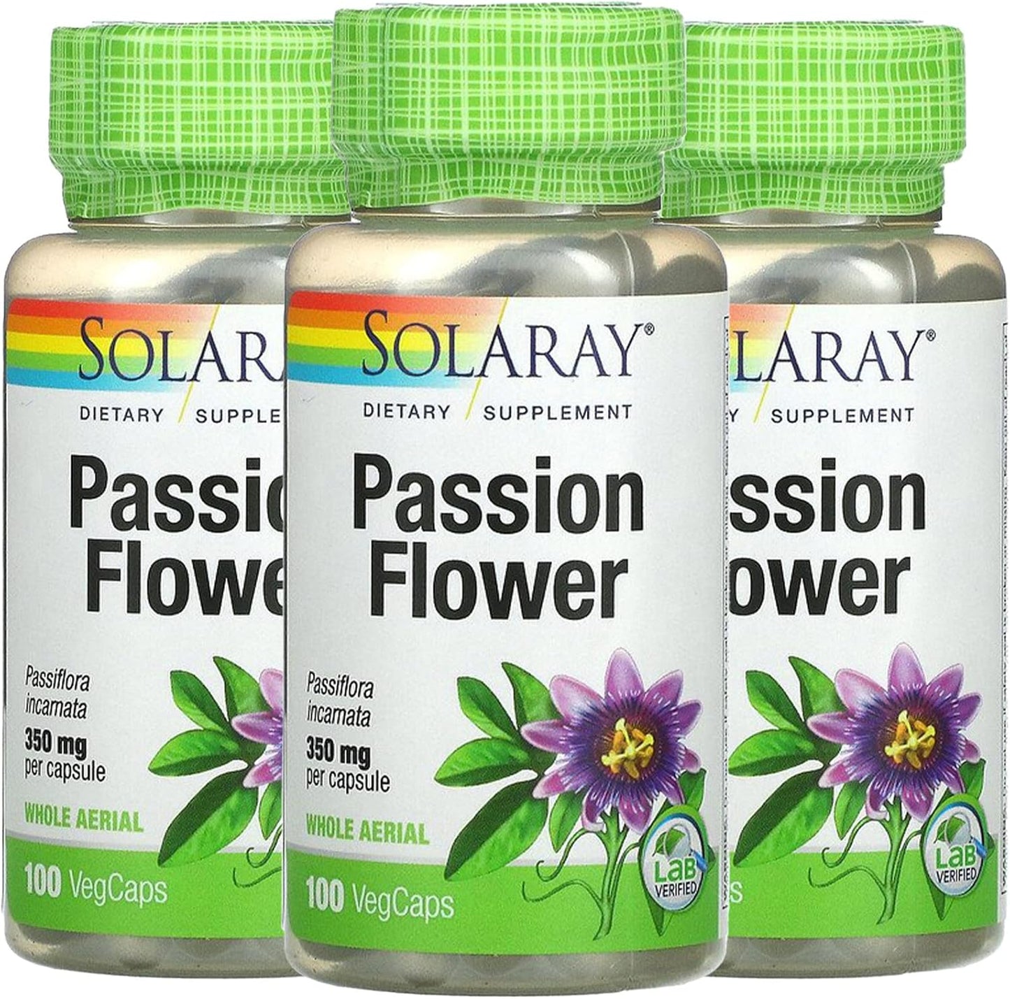 Solaray Passion Flower 350mg 100 VegCaps - Pack of 3