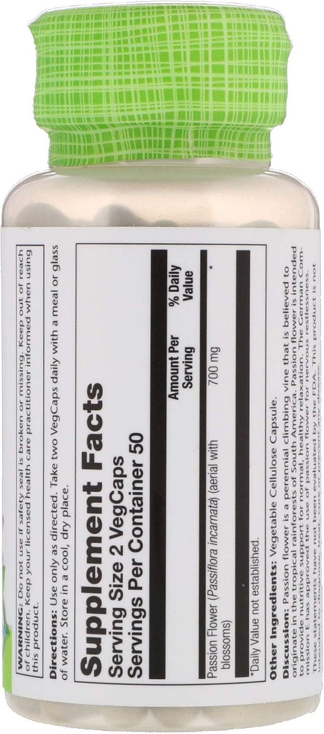 Solaray Passion Flower 350mg 100 VegCaps - Pack of 3
