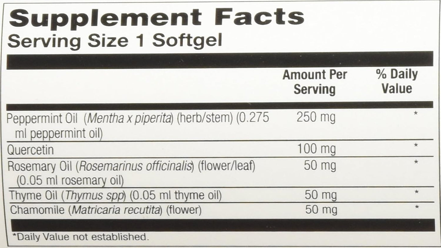 Solaray Peppermint Oil Softgels - 60 Capsules for Digestive Health and Fresh Breath