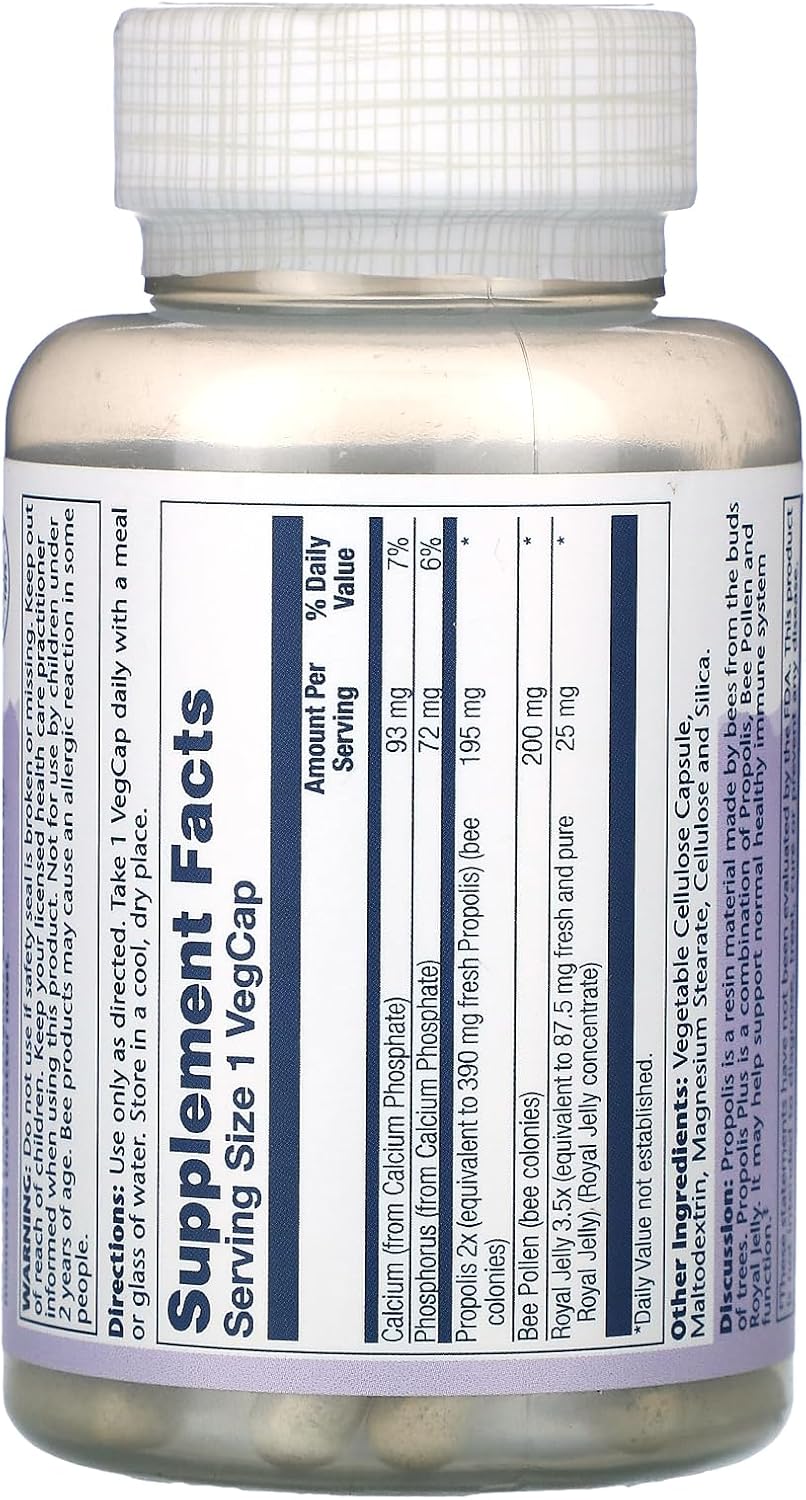 Solaray Propolis Plus Capsules - 90 Count - Immune Support Supplement with Propolis and Herbs