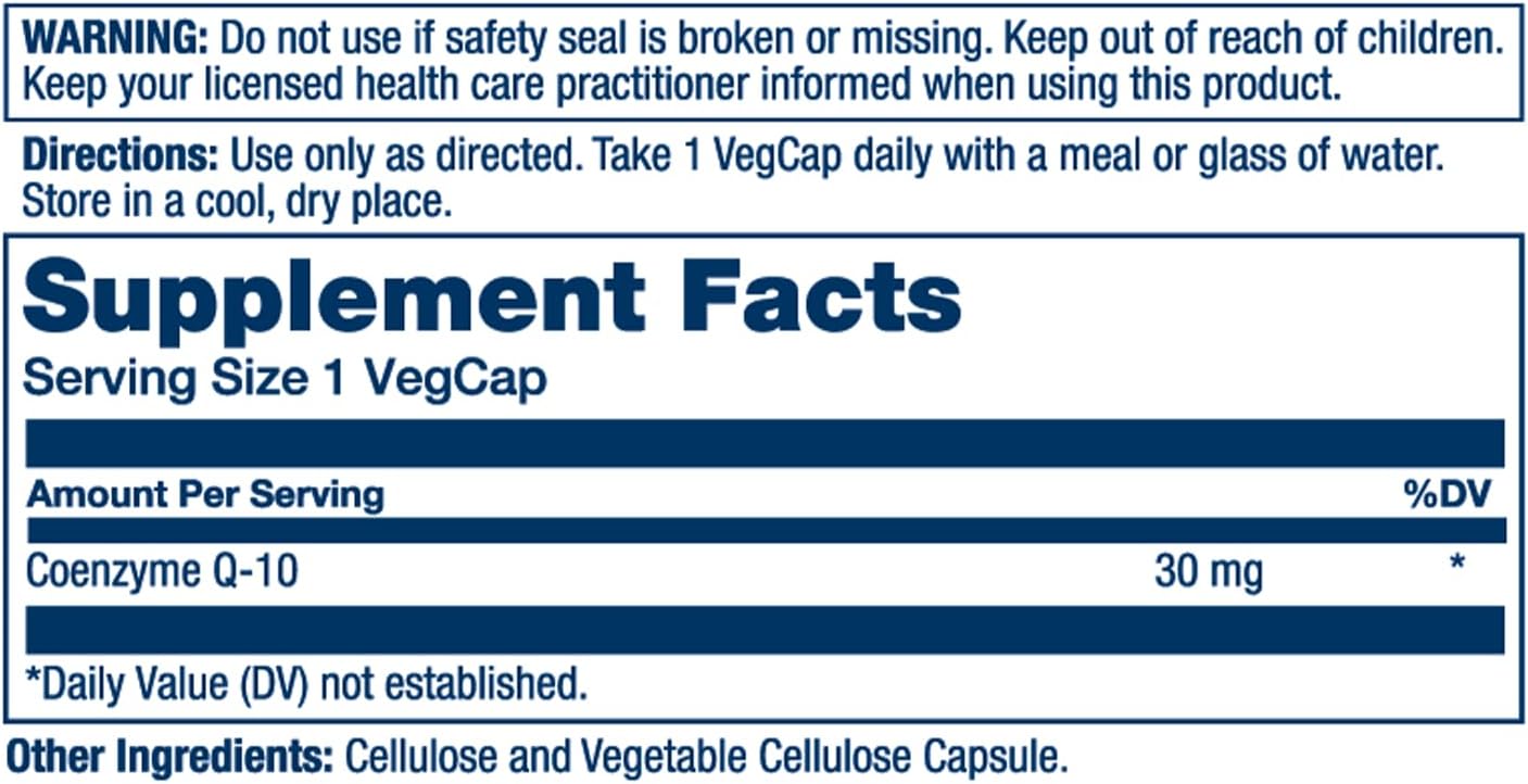Solaray Pure CoQ-10 30 mg for Heart Health & Energy | Non-GMO, Vegan, Lab Verified | 60 VegCaps
