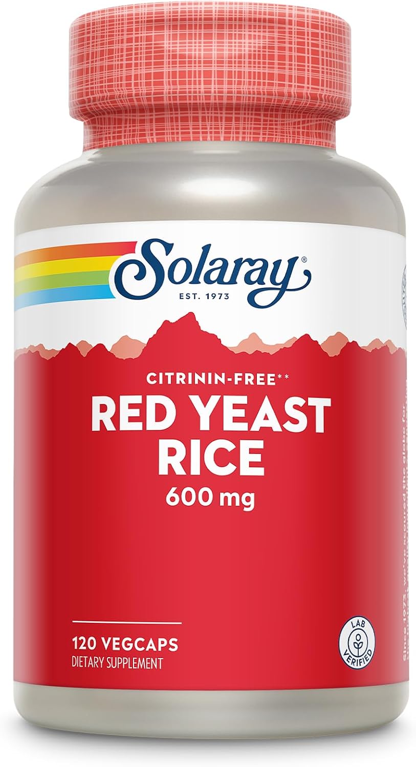 Solaray Red Yeast Rice 600mg VegCaps for System Support, Non-Irradiated, Lab Verified - 120 Count