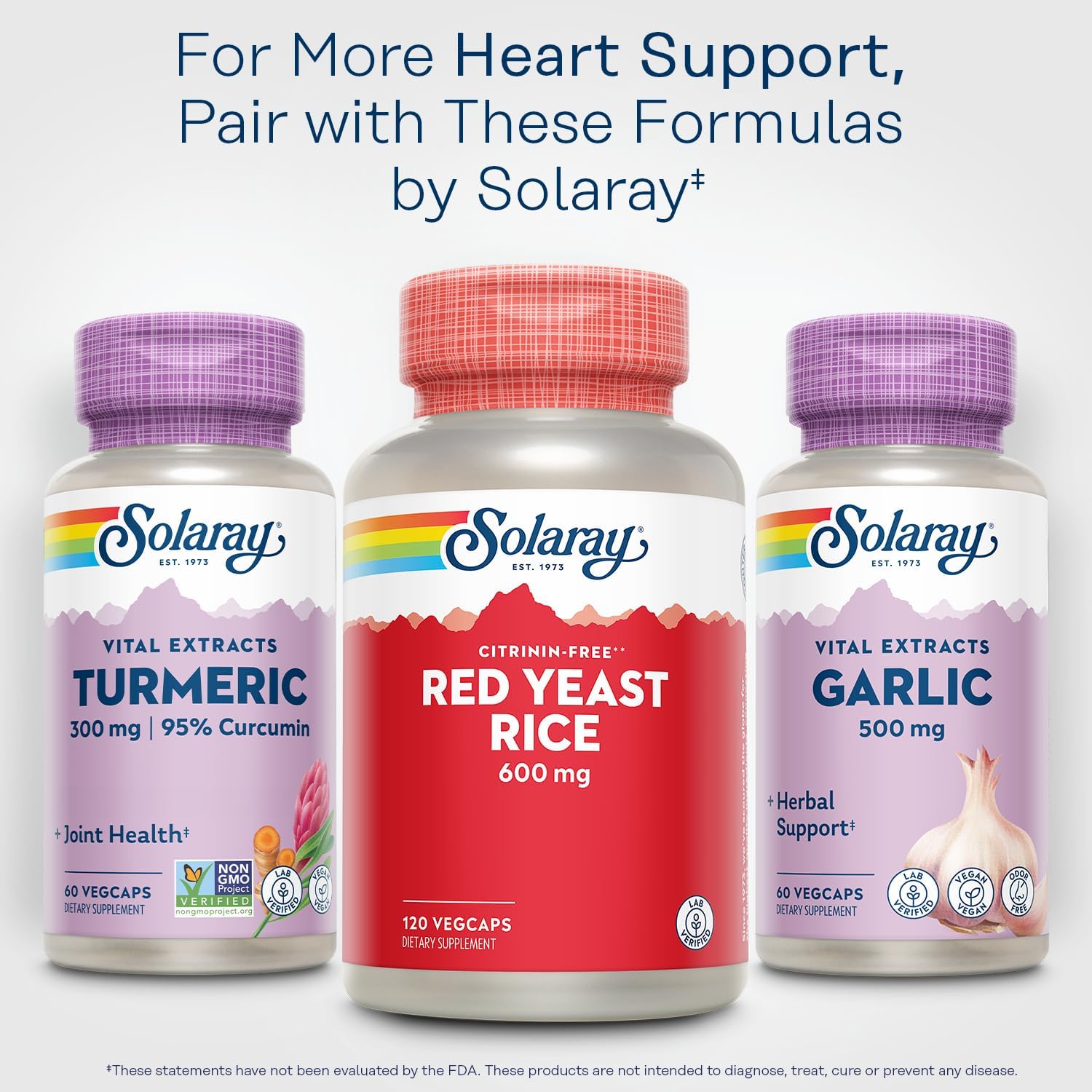 Solaray Red Yeast Rice 600mg VegCaps for System Support, Non-Irradiated, Lab Verified - 120 Count