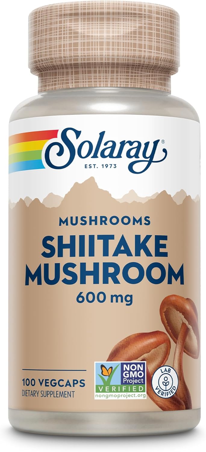 Solaray Shiitake Mushroom Capsules - 600 mg, 100ct - Immune Support Supplement
