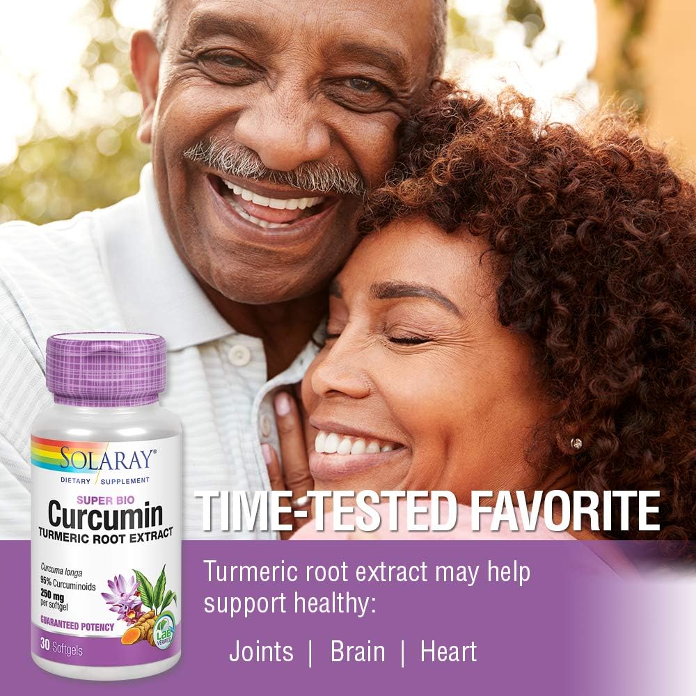 Solaray Super Bio Curcumin 250mg Softgels | Turmeric Root Extract, 95% Curcuminoids | Joint Support & More | 30 Count