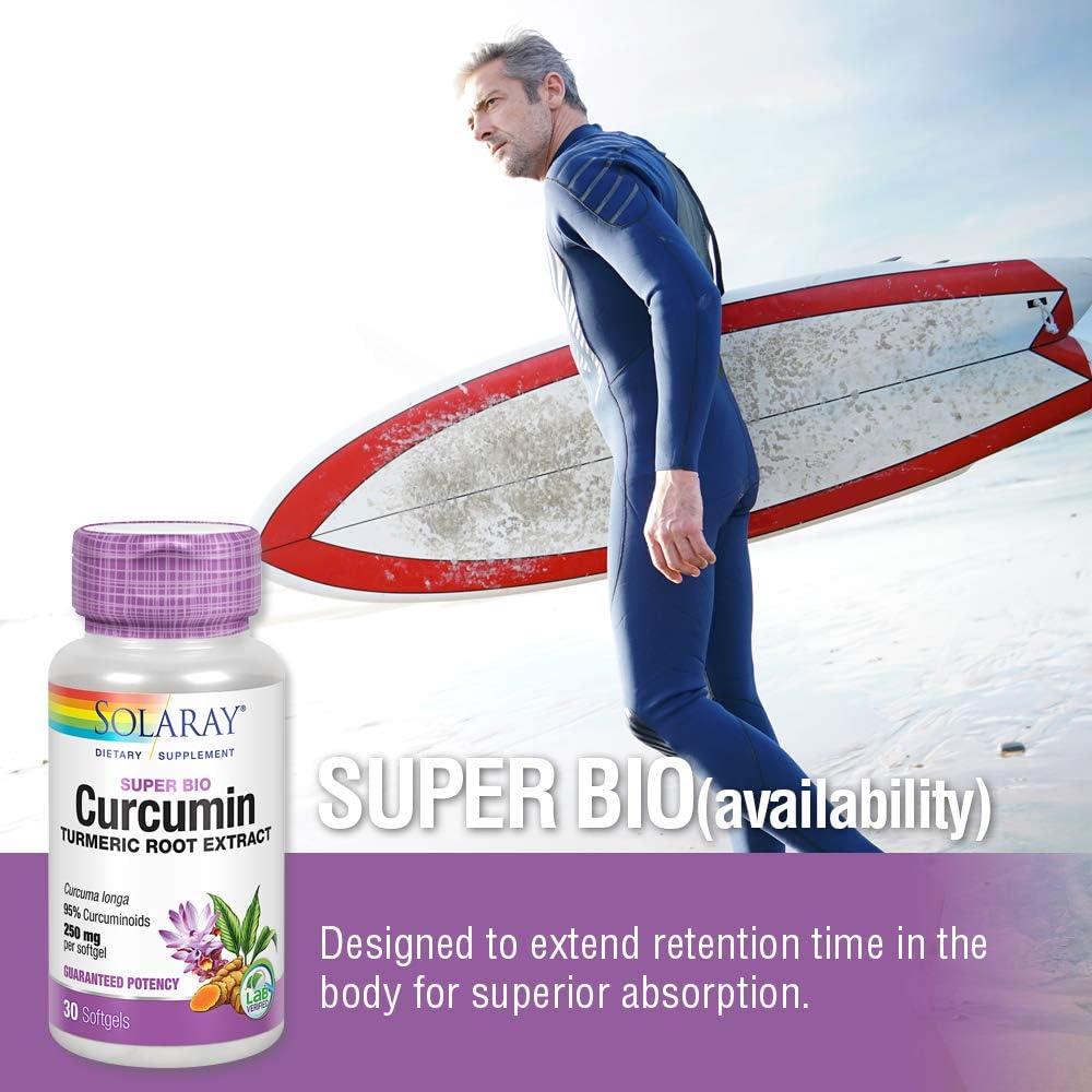 Solaray Super Bio Curcumin 250mg Softgels | Turmeric Root Extract, 95% Curcuminoids | Joint Support & More | 30 Count