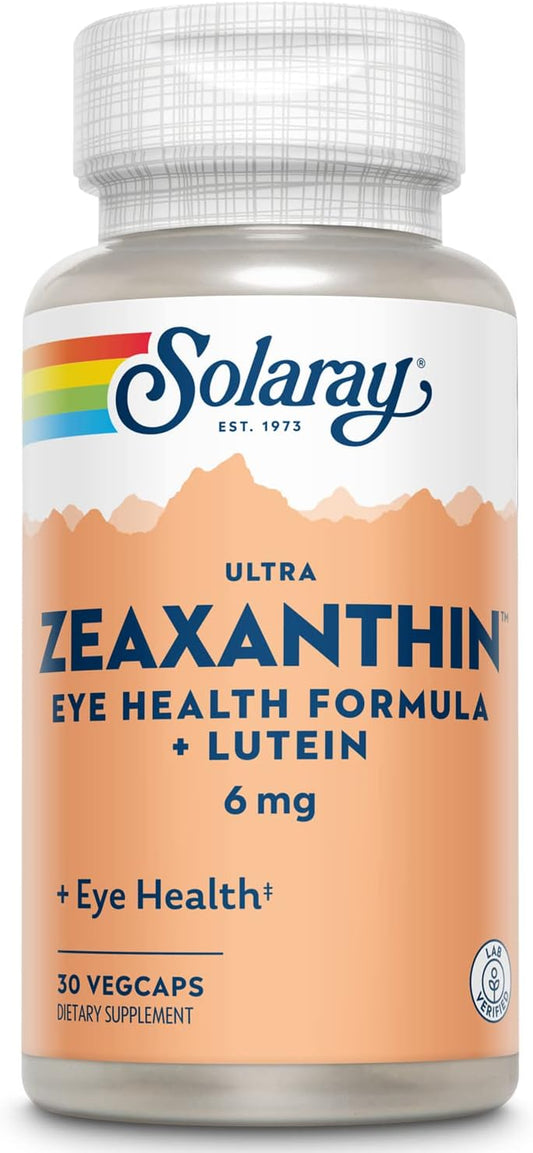 Solaray Ultra Zeaxanthin 6 mg Capsules for Eye Health & Macular Support - Includes Lutein, Bilberry & Blueberry - 30 Count
