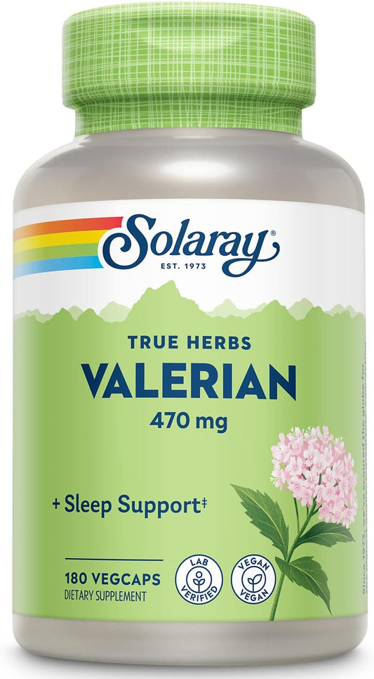 Solaray Valerian Root Capsules 470mg | Natural Relaxation Supplement (180 Count)