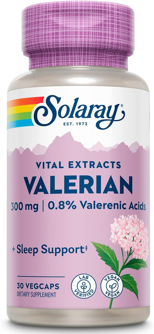 Solaray Valerian Root Extract One Daily Capsules - 300mg (30 Count) | Guaranteed Potency Veg Capsules
