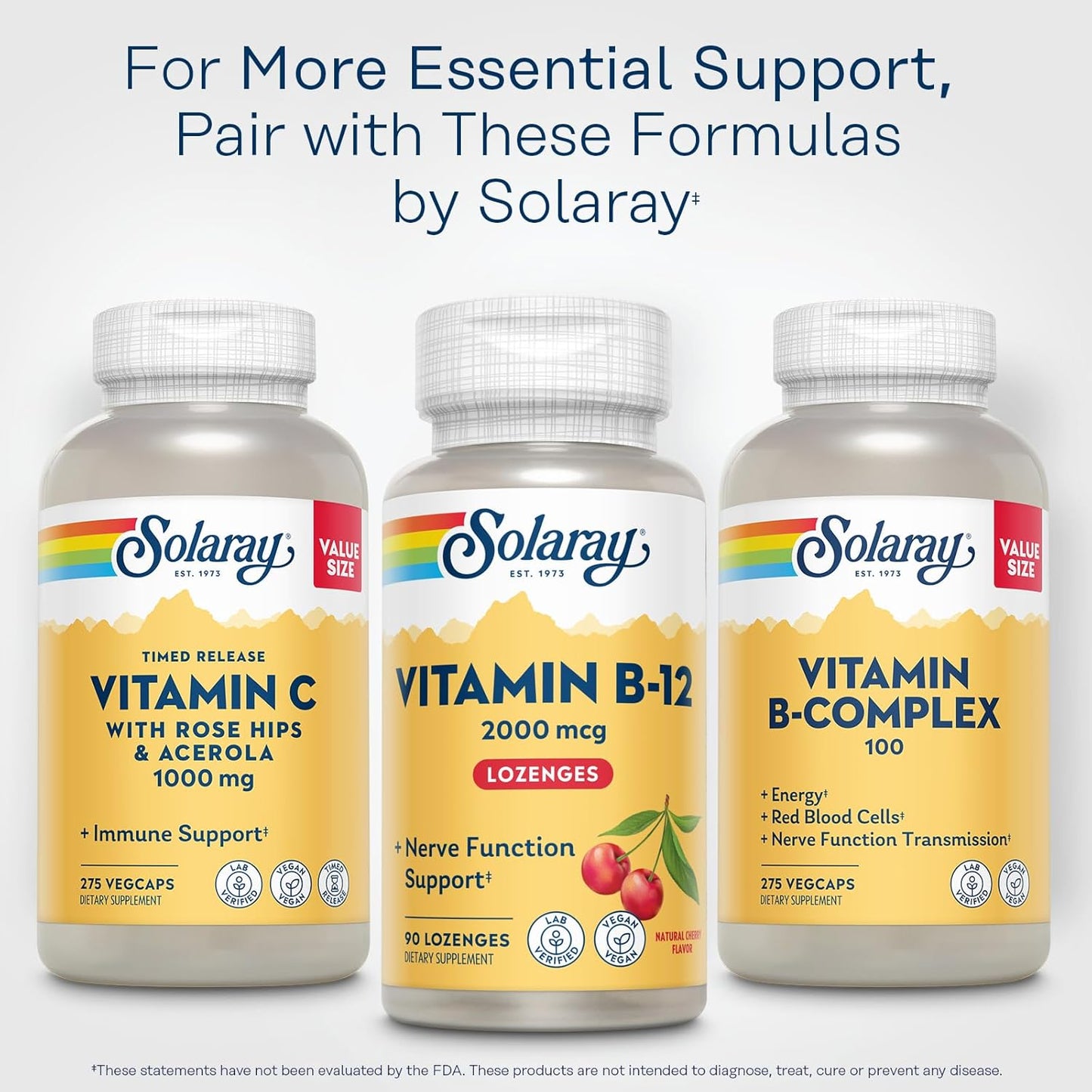 Solaray Vitamin B-12 2000 mcg Lozenges - Natural Cherry Flavor for Healthy Energy & Red Blood Cell Support - No Sugar - 90 Count