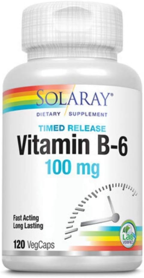 Solaray Vitamin B6 Time Release Supplement - 100mg, 120 Tablets