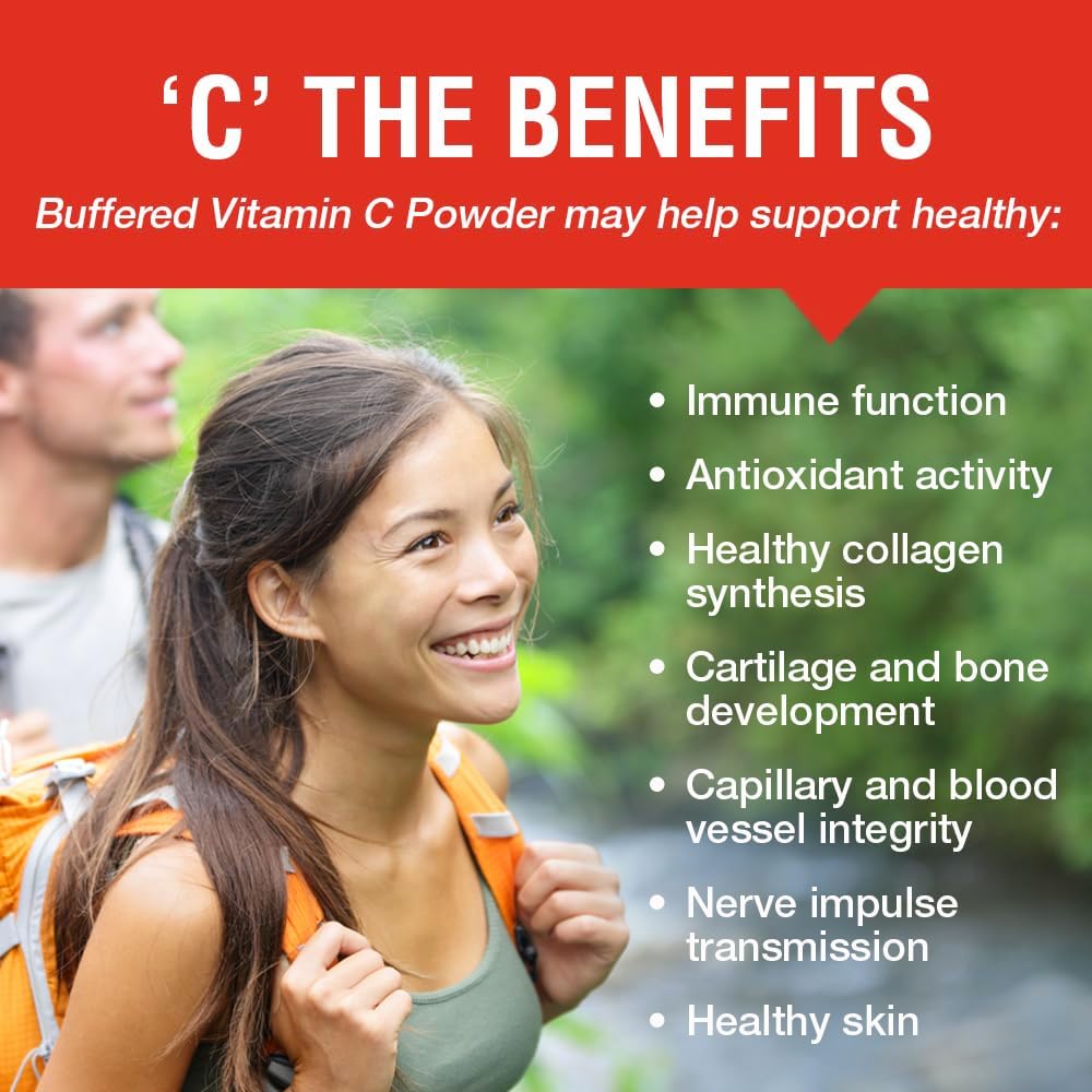 Solaray Vitamin C Crystalline Powder 5000mg | Buffered for Digestive Comfort | Supports Immune Health, Collagen Production & Antioxidant Defense | 8 oz Jar
