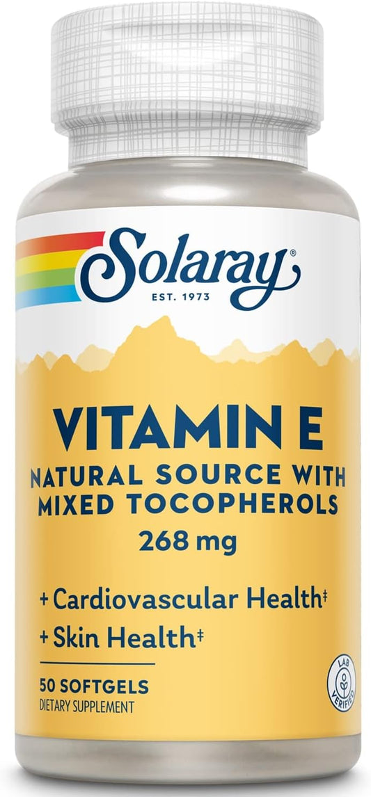 Solaray Vitamin E Capsules - 268mg (400 IU) for Heart & Skin Health, Antioxidant Support - 50 Count