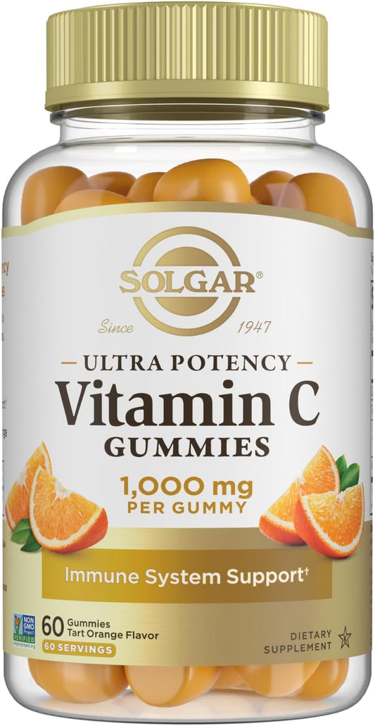 Solgar 1000mg Ultra Potency Vitamin C Gummies for Adults - Immune Support, Tart Orange Flavor, Vegan & Gluten Free - 2 Month Supply - BoostGo Australia