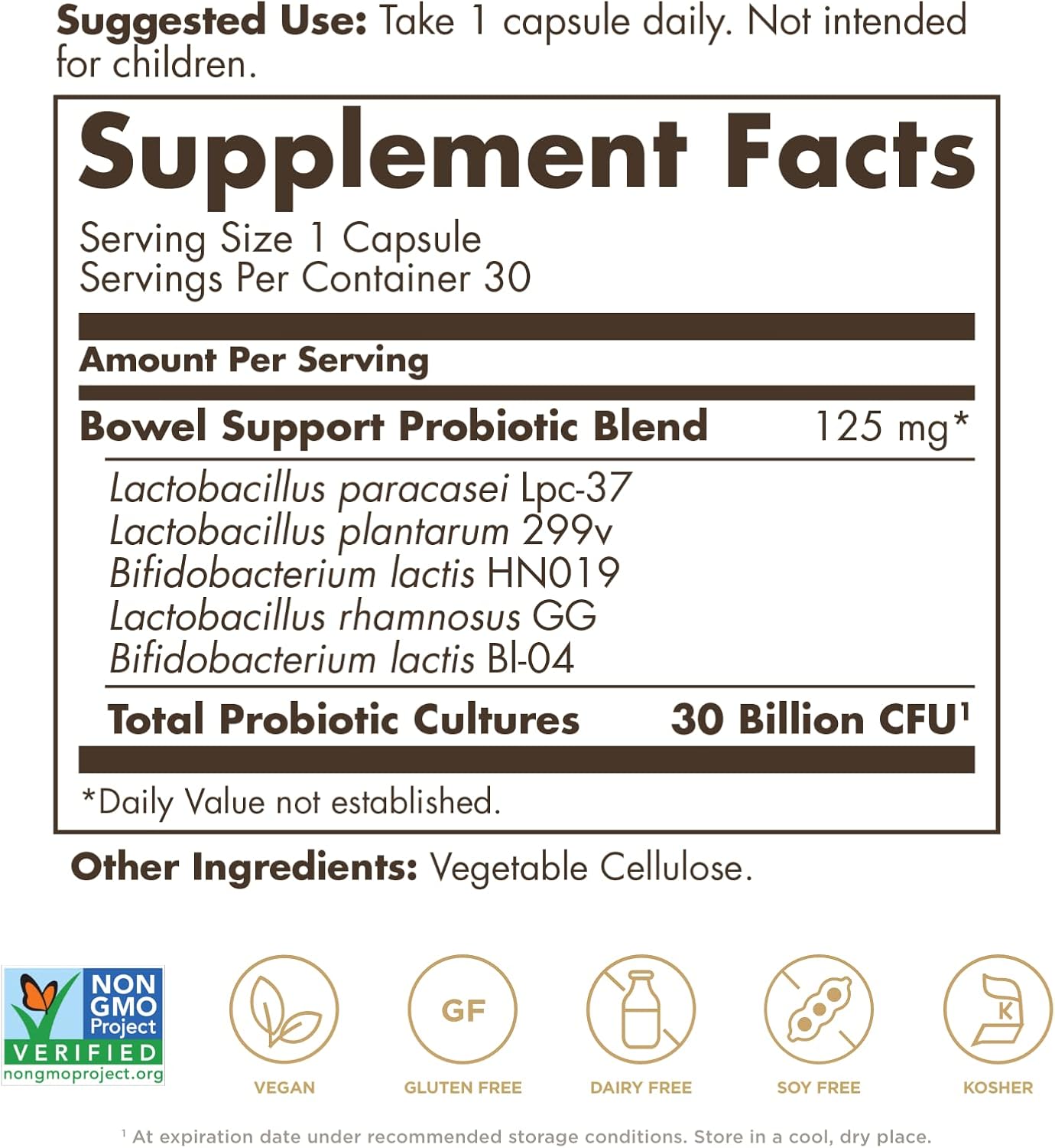 Solgar Advanced Bowel Support Probiotic - 30 Billion CFU, 30 Vegan Capsules - 5 Clinically-Studied Strains - Non-GMO & Vegan - Supports Digestive Health - BoostGo Australia