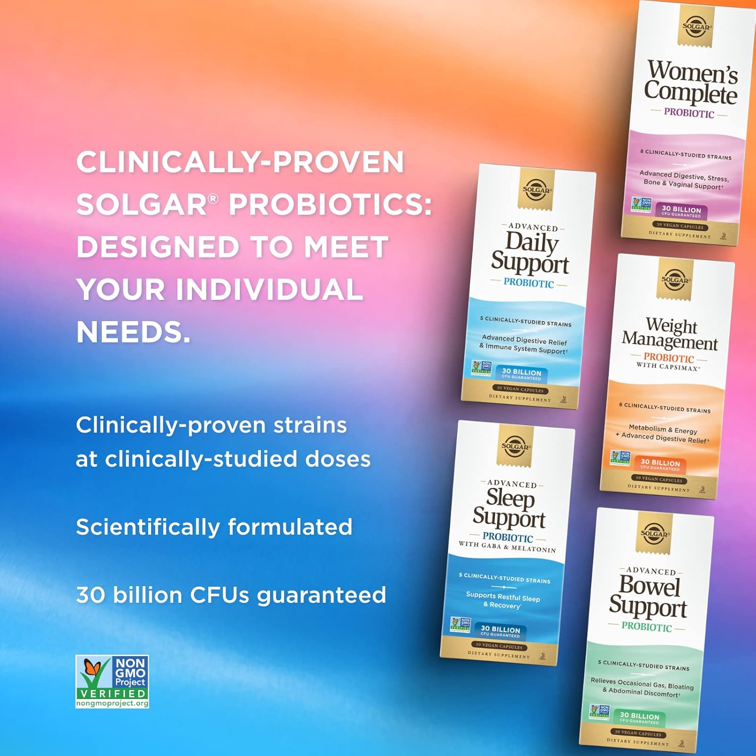 Solgar Advanced Bowel Support Probiotic - 30 Billion CFU, 30 Vegan Capsules - 5 Clinically-Studied Strains - Non-GMO & Vegan - Supports Digestive Health - BoostGo Australia