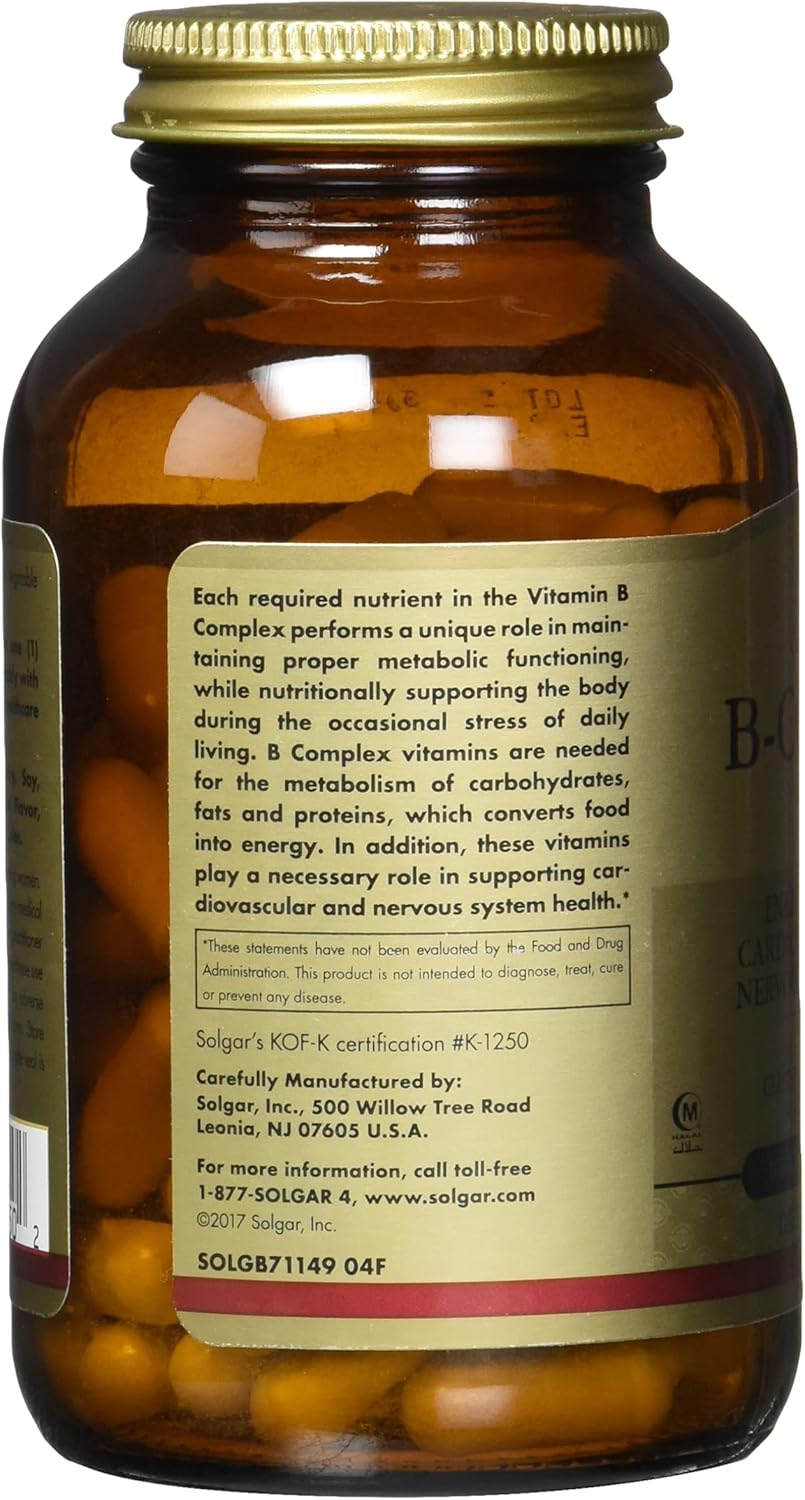 Solgar B-Complex 100 Vegetable Capsules for Heart Health - 1200 Count Pack
