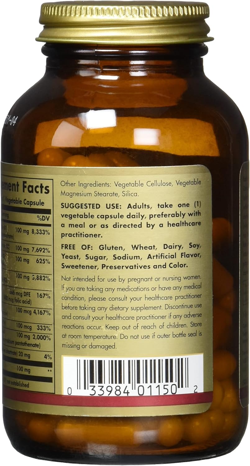 Solgar B-Complex 100 Vegetable Capsules for Heart Health - 1200 Count Pack