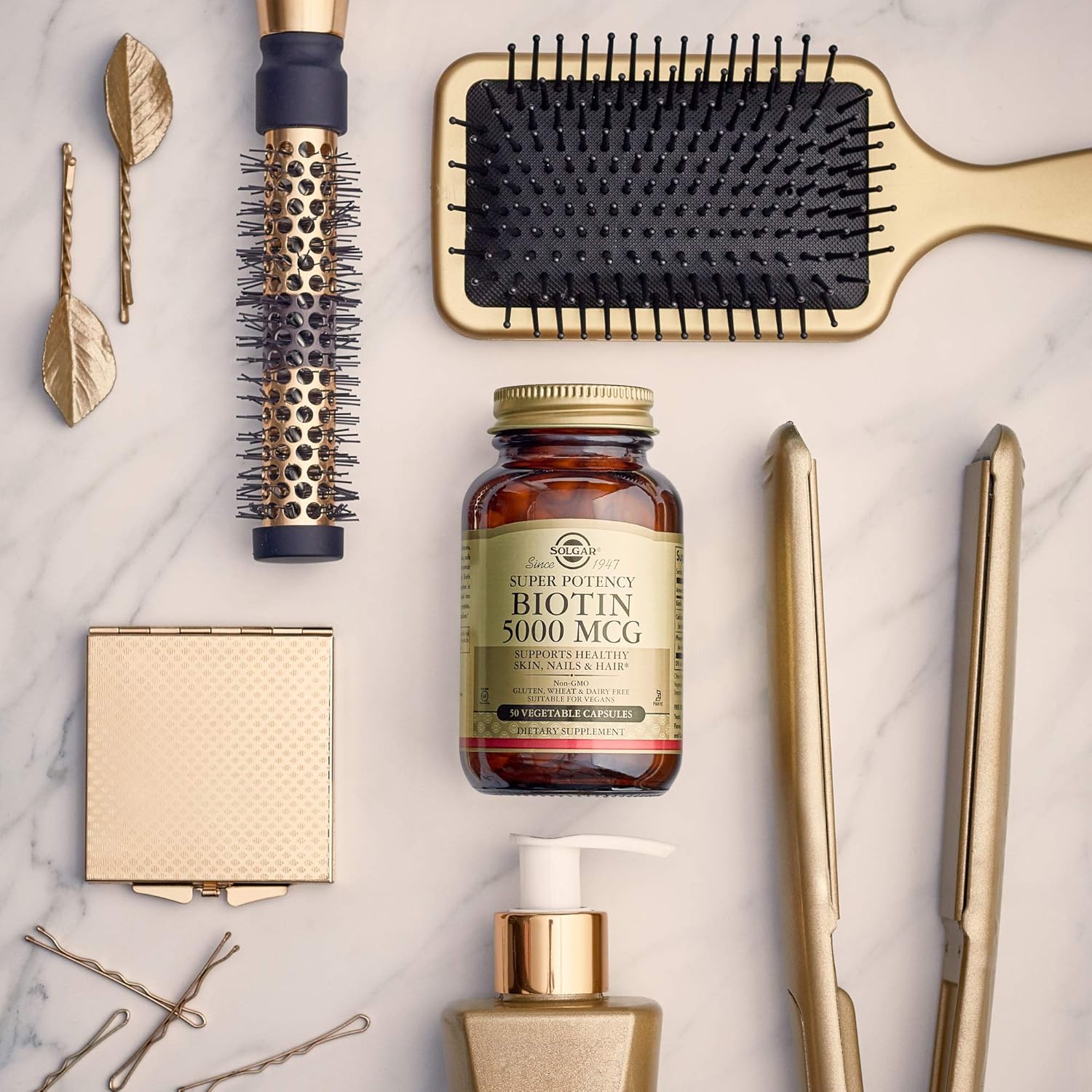 Solgar Biotin 1000 mcg Capsules - Promotes Healthy Skin, Nails & Hair - Energy Metabolism Support - Enhanced Potency - Non-GMO, Vegan, Gluten Free - 250 Servings