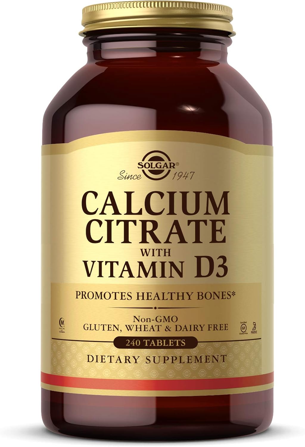 Solgar Calcium Citrate with Vitamin D3 Tablets - Supports Bone Health, Musculoskeletal, & Nervous Systems - Non-GMO, Gluten Free, Dairy Free - 60 Servings