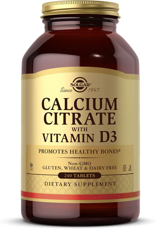 Solgar Calcium Citrate with Vitamin D3 Tablets - Supports Bone Health, Musculoskeletal, & Nervous Systems - Non-GMO, Gluten Free, Dairy Free - 60 Servings