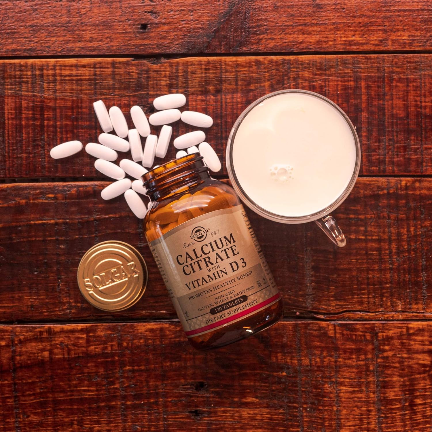 Solgar Calcium Citrate with Vitamin D3 Tablets - Supports Bone Health, Musculoskeletal, & Nervous Systems - Non-GMO, Gluten Free, Dairy Free - 60 Servings