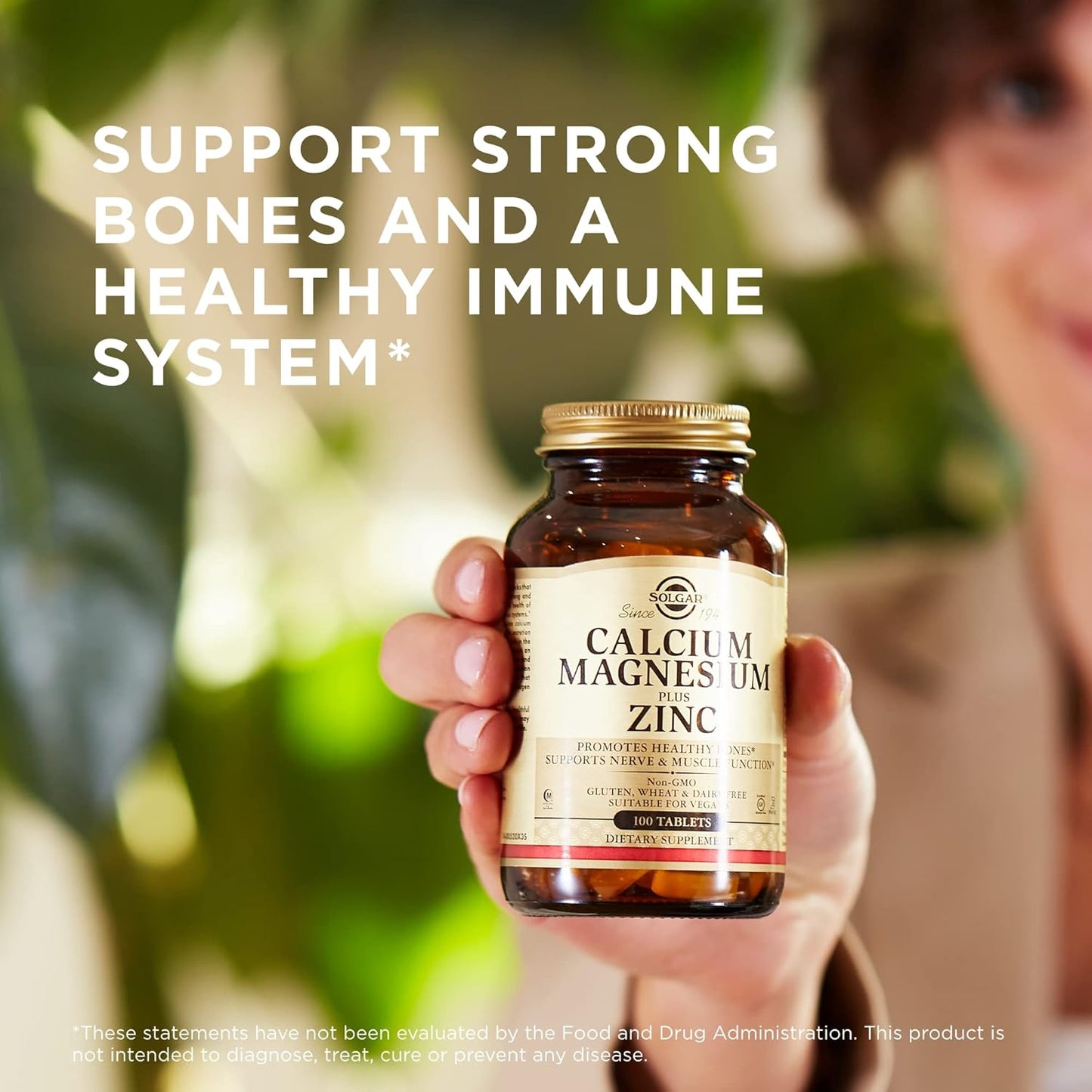 Solgar Calcium Magnesium Zinc Tablets x 200 - Bone Health, Nerve & Muscle Support - Non-GMO, Vegan, Gluten-Free - 66 Servings