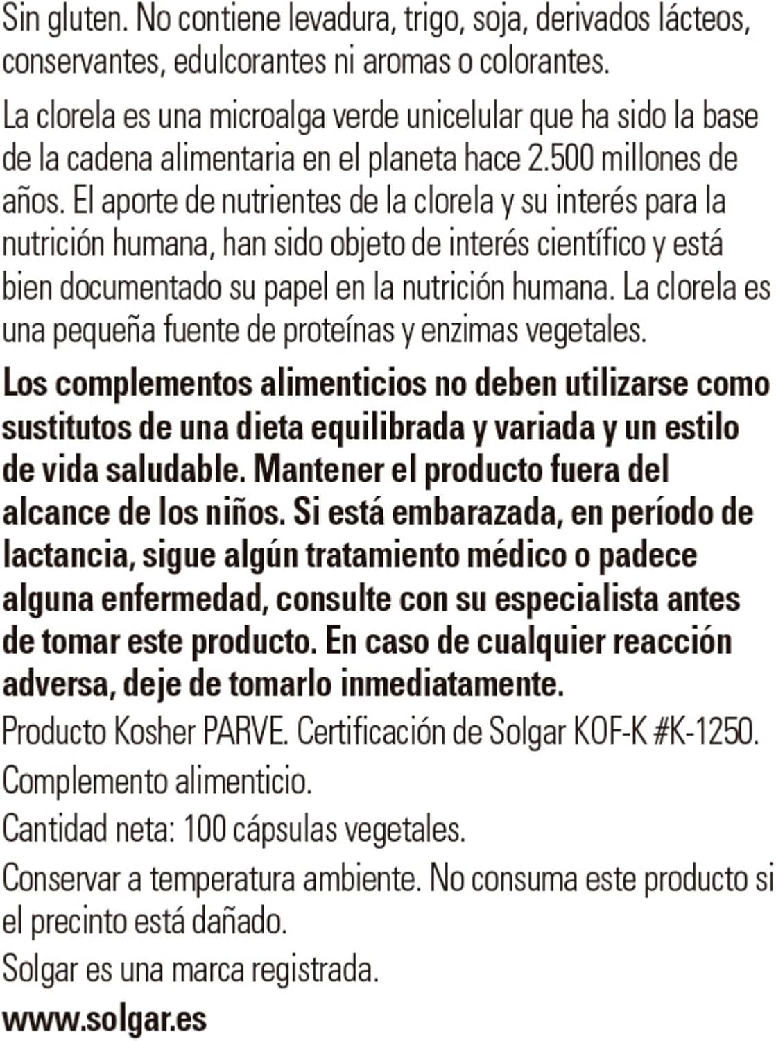 Solgar Chlorella Supplement - 100 Vegetable Capsules for Detox and Immune Support