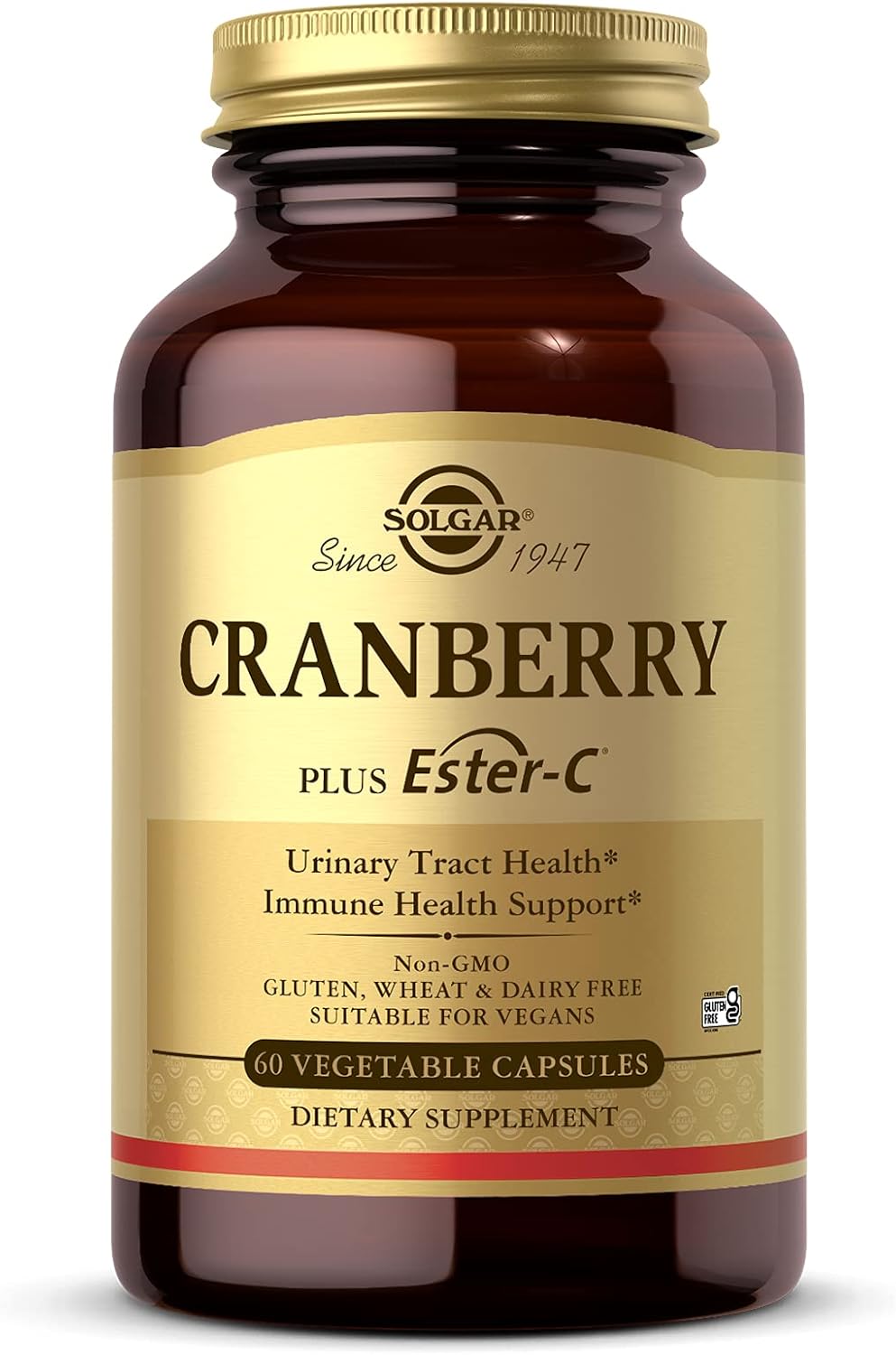 Solgar Cran Flora Capsules with Probiotics, Ester-C, and Cranberry Powder - Supports Urinary Tract, Immune, and Intestinal Health - Non-GMO, Vegan, Gluten-Free, Dairy-Free - 60 Veggie Capsules