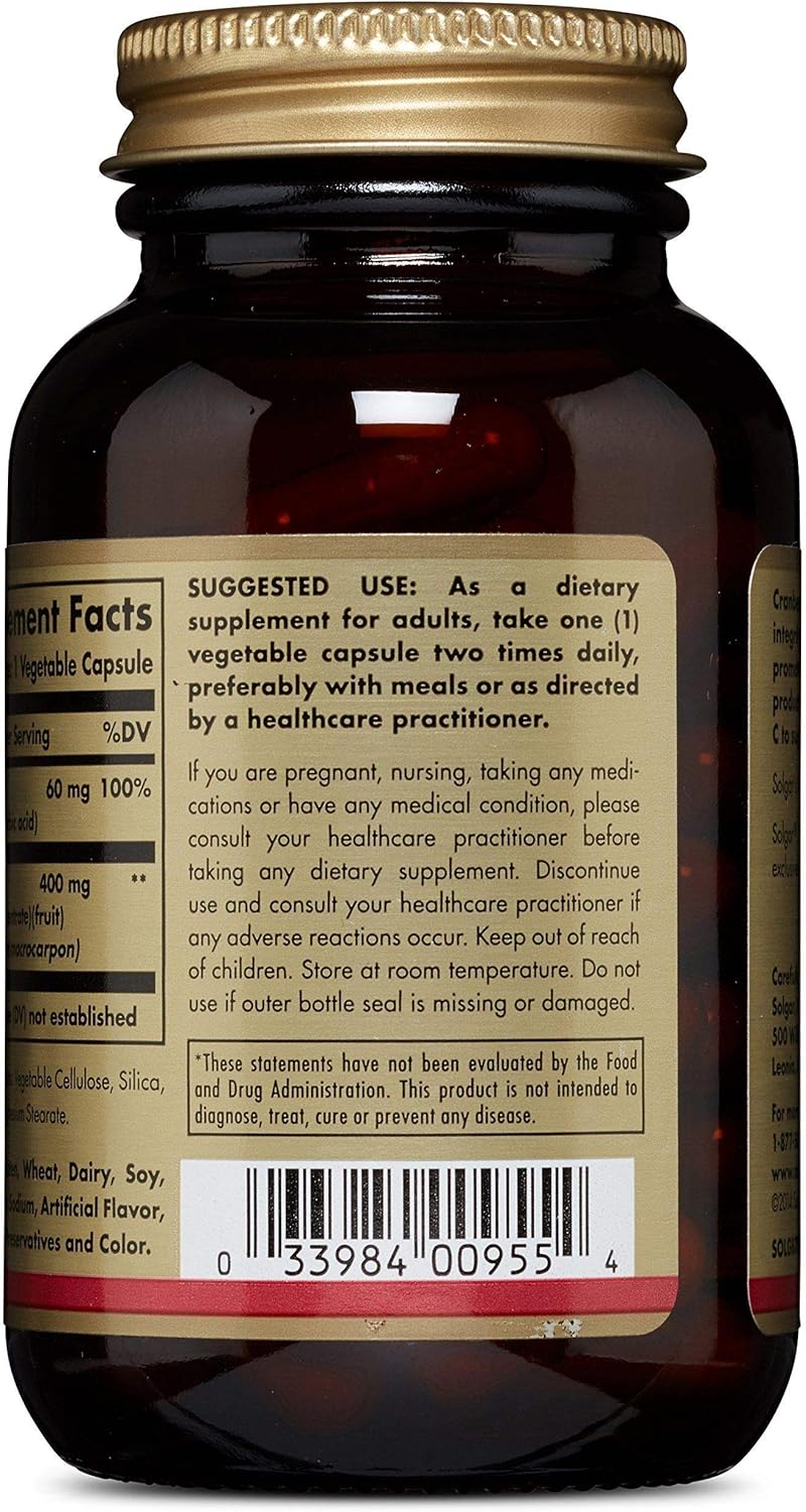 Solgar Cranberry Extract Capsules with Vitamin C - 60 Vegetarian Capsules