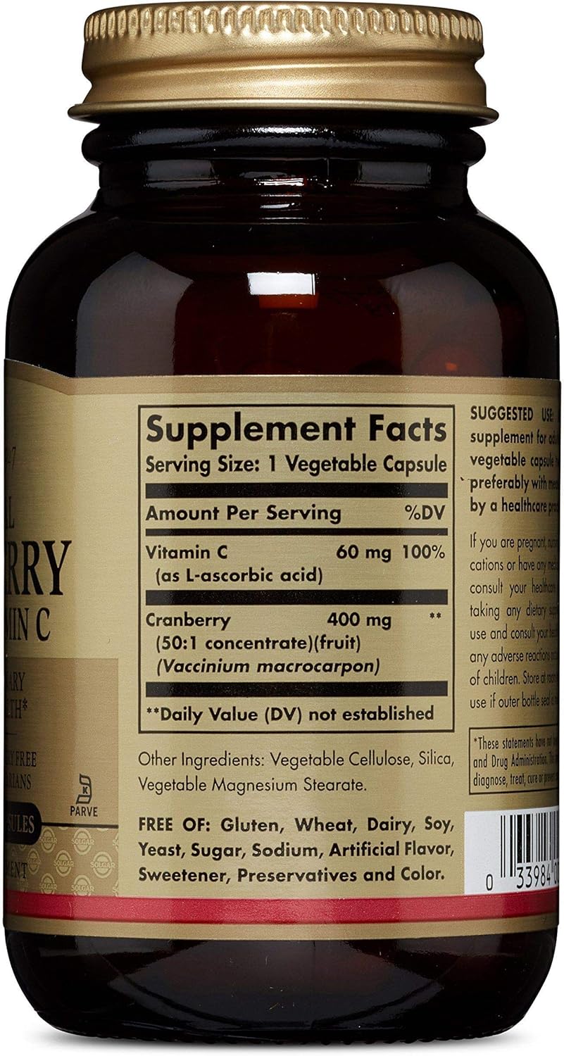 Solgar Cranberry Extract Capsules with Vitamin C - 60 Vegetarian Capsules