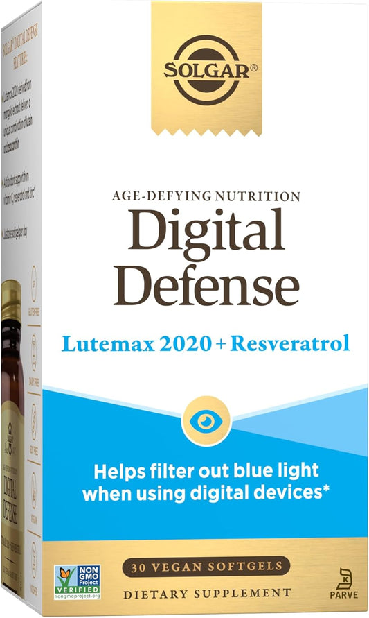 Solgar Digital Defense Age-Defying Eye Health Support Supplement with Vitamin C, Resveratrol, Zinc, Lutein & Zeaxanthin - Vegan, Dairy & Gluten Free - 30 Servings