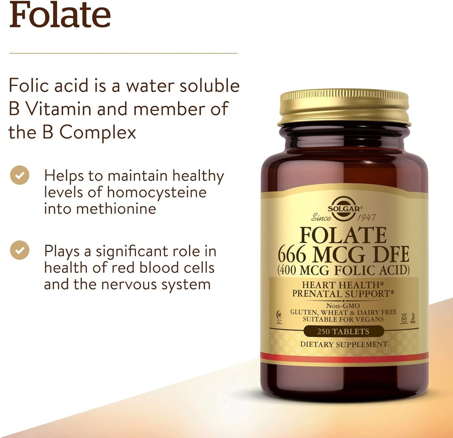 Solgar Folic Acid Supplement 400 mcg for Healthy Pregnancy and Cell Growth