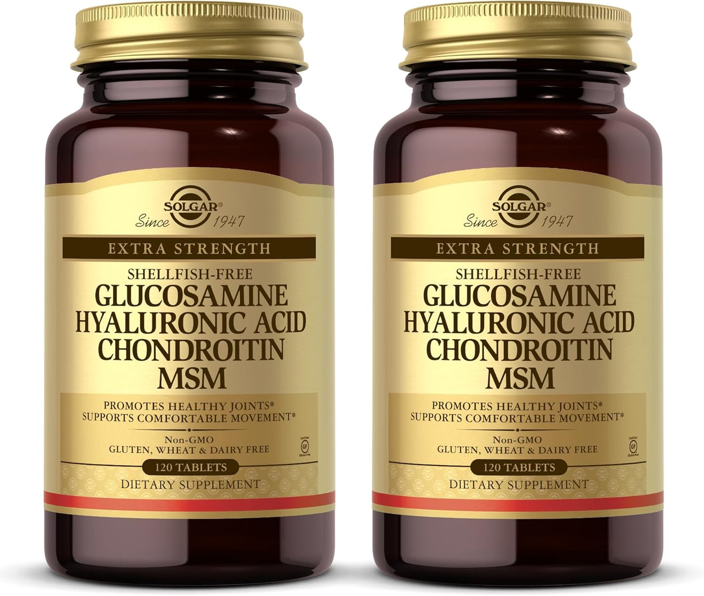 Solgar Glucosamine Hyaluronic Acid Chondroitin MSM Tablets - 120 Count, 2 Pack - Supports Joint Health and Mobility - Non-GMO, Gluten-Free - 80 Servings