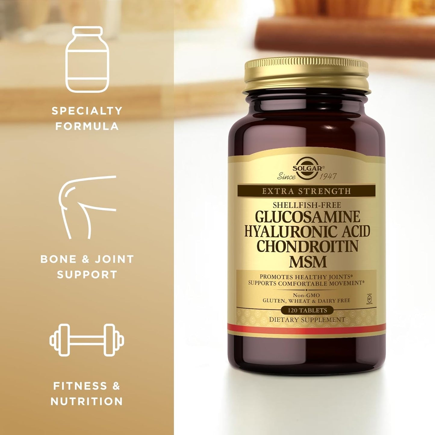 Solgar Glucosamine Hyaluronic Acid Chondroitin MSM Tablets - 120 Count, 2 Pack - Supports Joint Health and Mobility - Non-GMO, Gluten-Free - 80 Servings