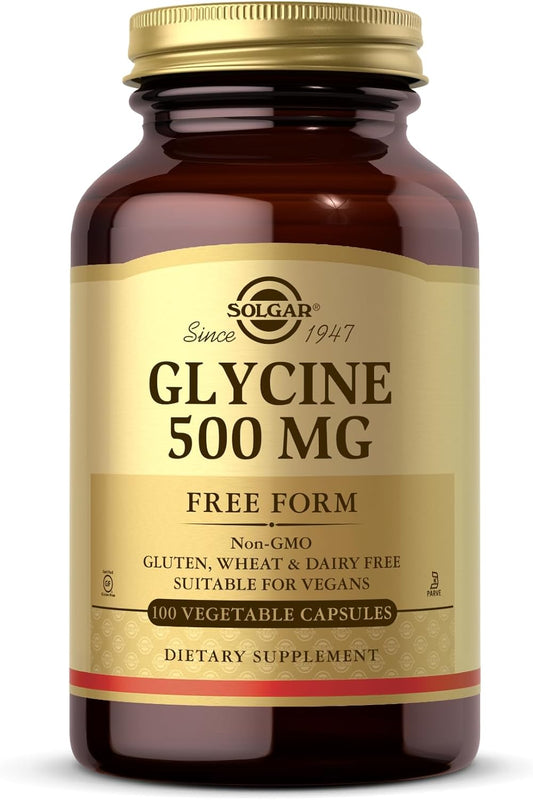 Solgar Glycine 500 mg Capsules - Non-GMO, Vegan, Gluten Free - 100 Servings